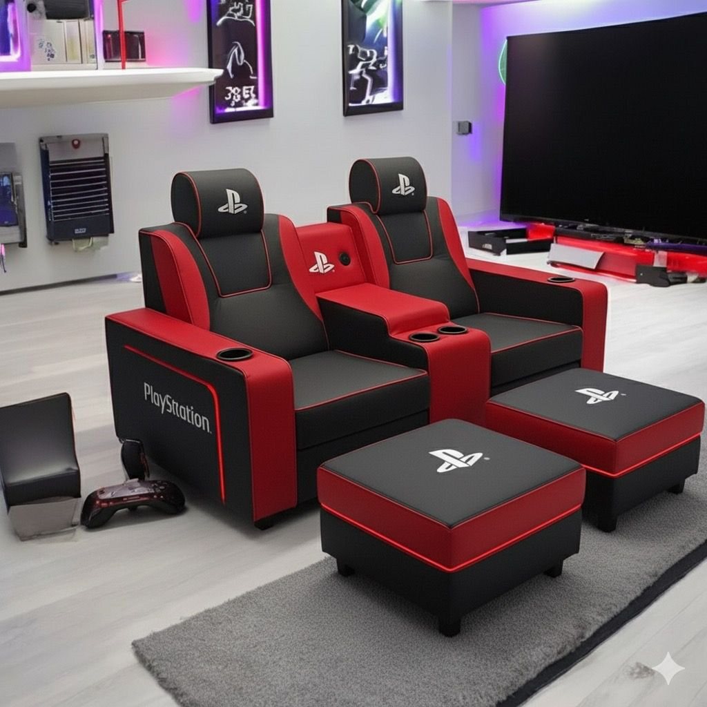 VIP PlayStation Koltuk — 2'li - Bardaklıklı entegre kol yapısı