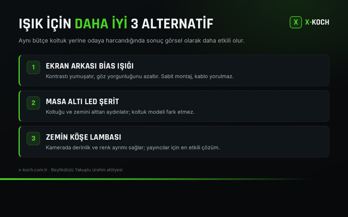 Işıklı koltuk yerine oda aydınlatmasına yatırım yapmanın avantajları