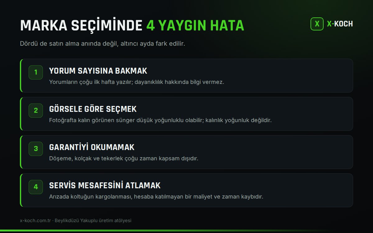 Oyuncu koltuğu markası seçerken yapılan yaygın hatalar