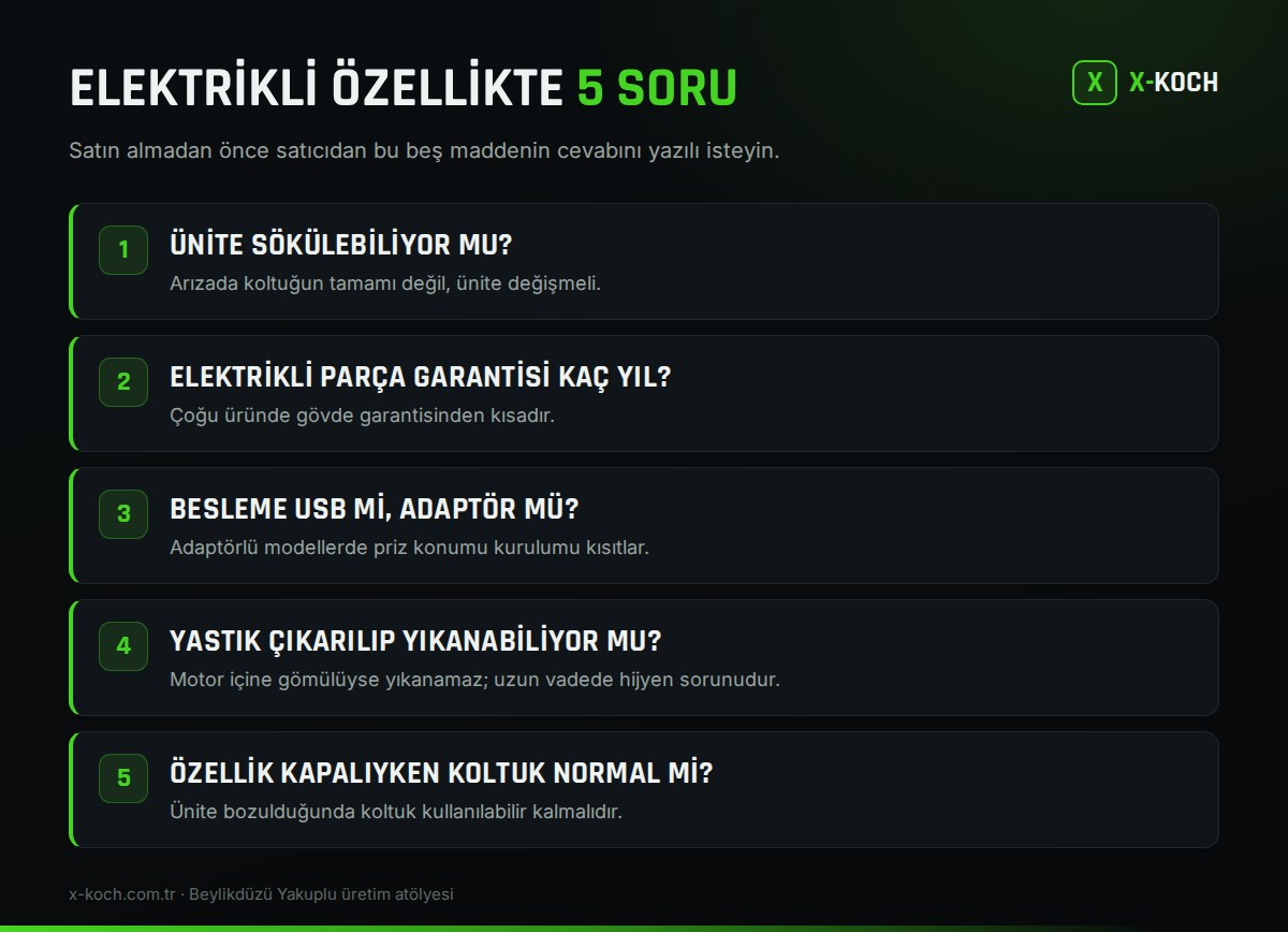 Masajlı ve soğutmalı oyuncu koltuğu alırken kontrol listesi