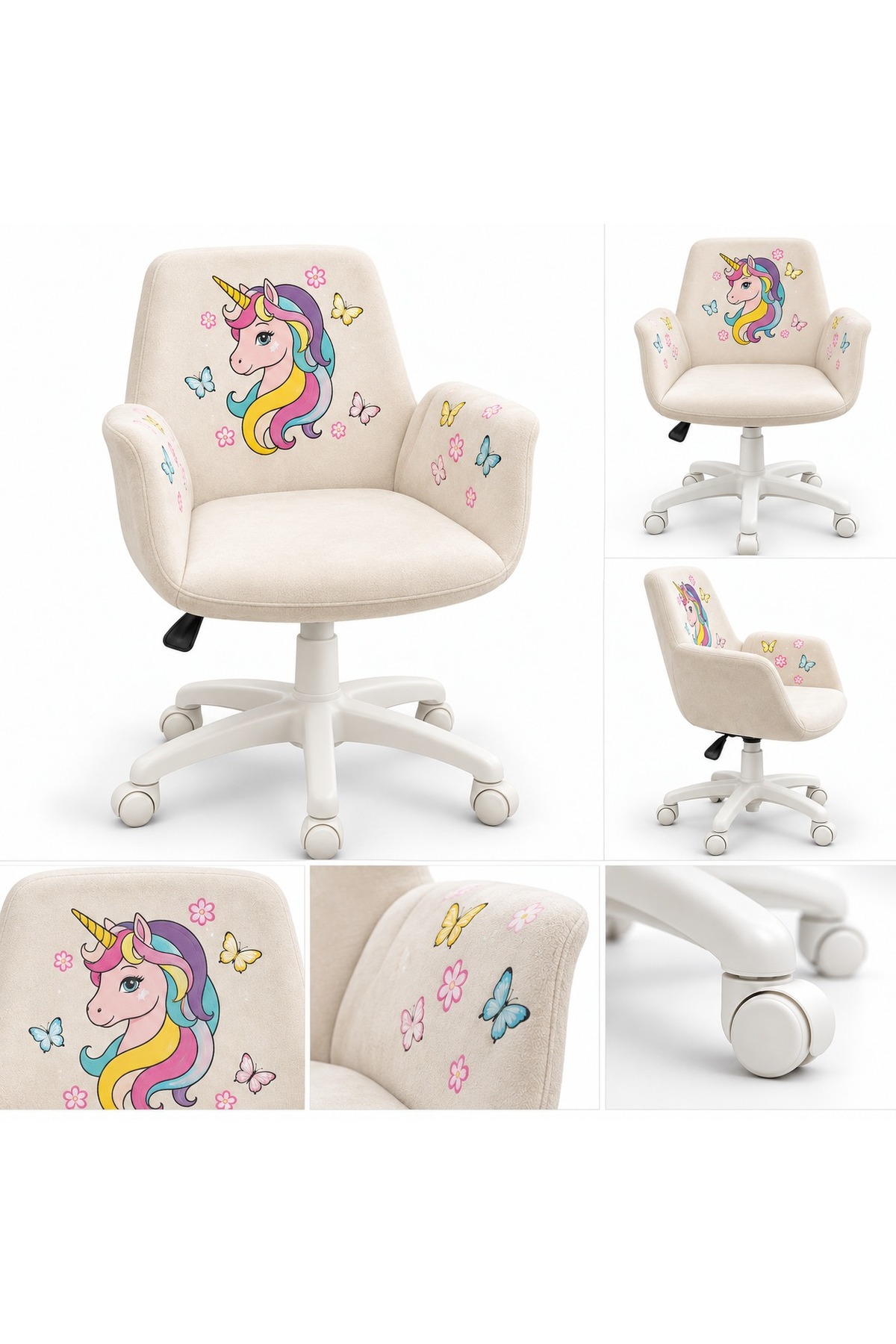 Unicorn Kids Çalışma Koltuğu – Krem görsel 5