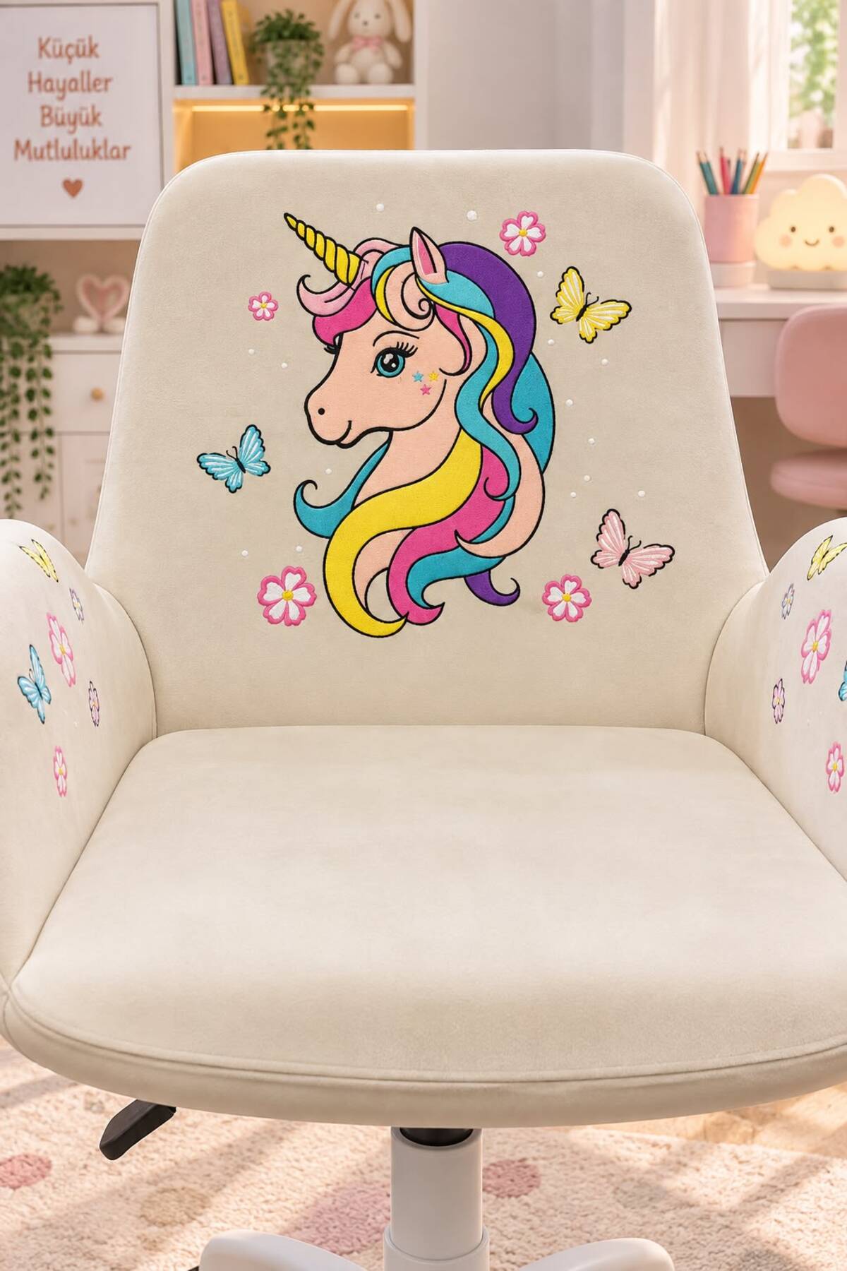 Unicorn Kids Çalışma Koltuğu – Krem görsel 3