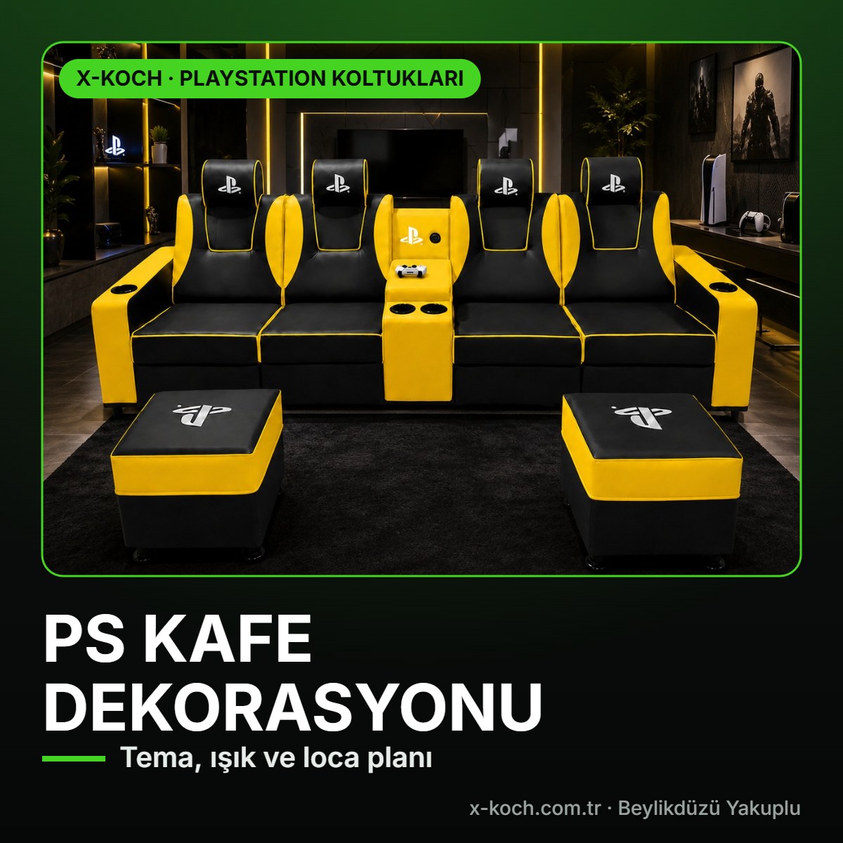 PlayStation Cafe Dekorasyonu: Tema, Işık, Koltuk ve Loca Fikirleri 2026