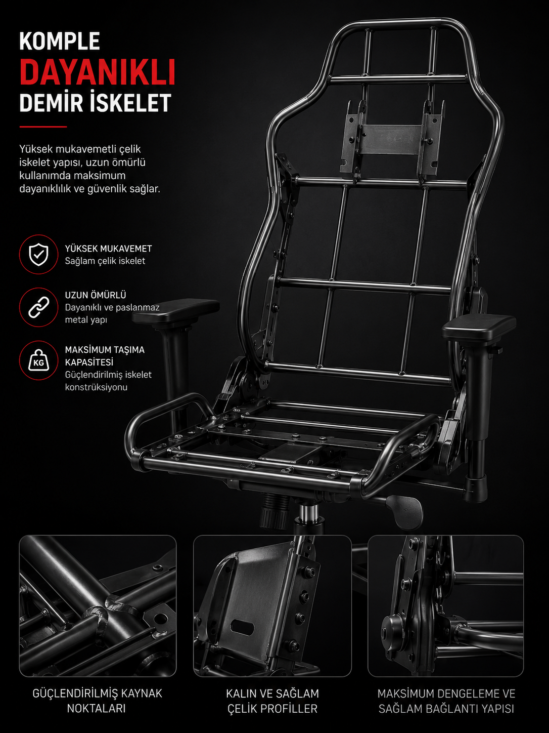 X-KOCH Oyuncu Koltuğu - Komple dayanıklı demir iskelet