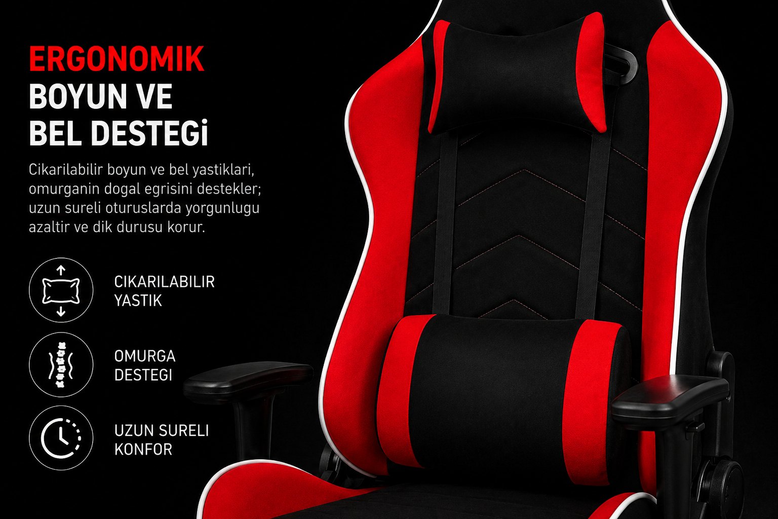 X-KOCH oyuncu koltuğu bel ve baş destek yastıkları