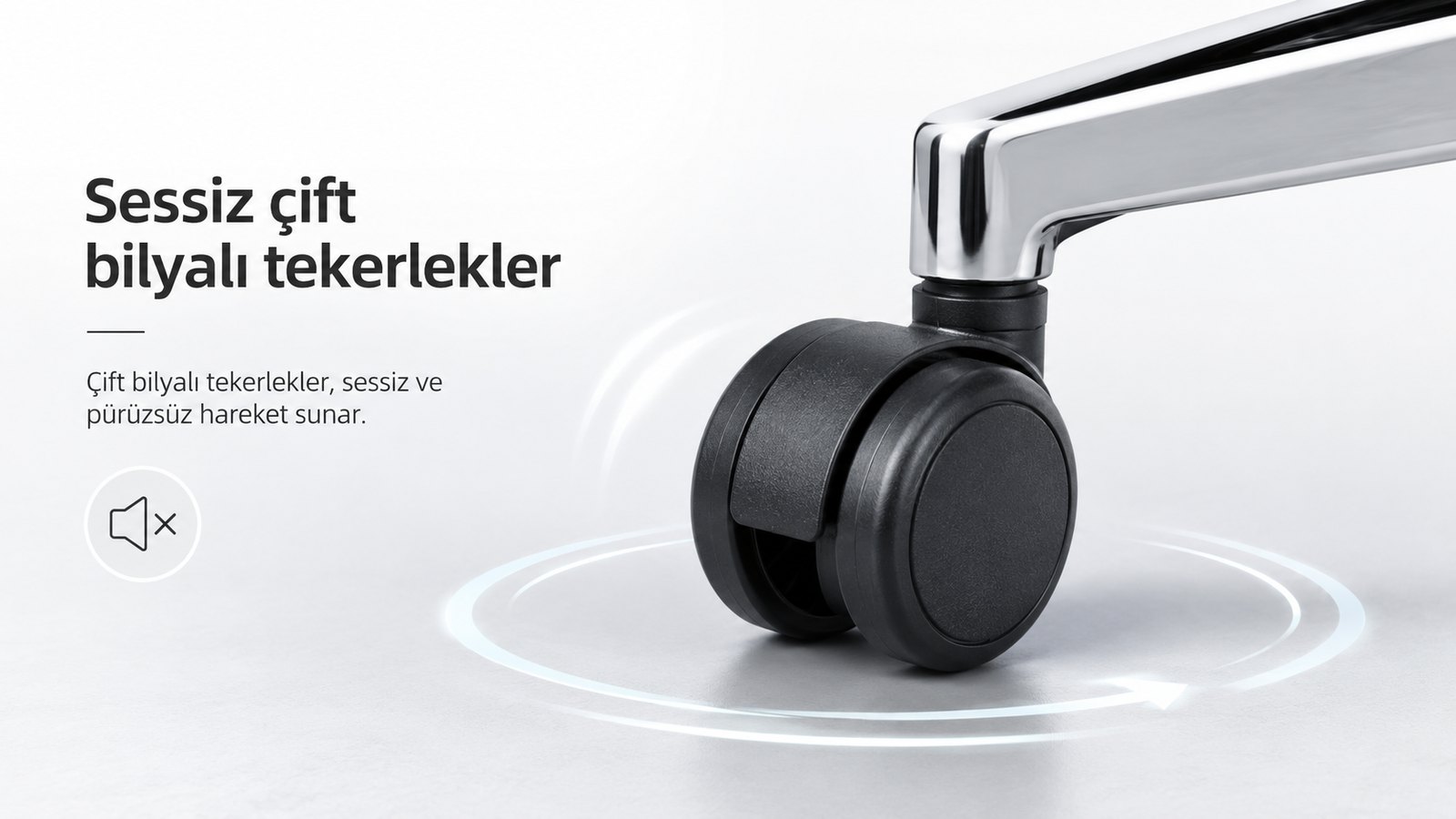 Eden Ofis Koltuğu - Sessiz çift bilyalı tekerlekler