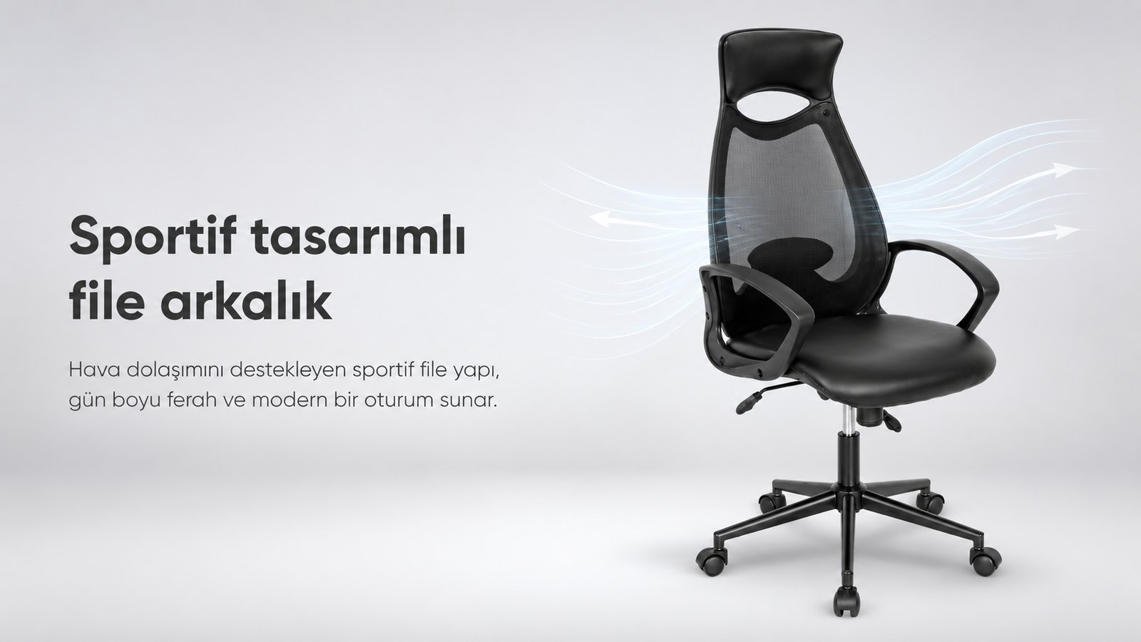 Lens Ofis Koltuğu - Sportif tasarımlı file arkalık