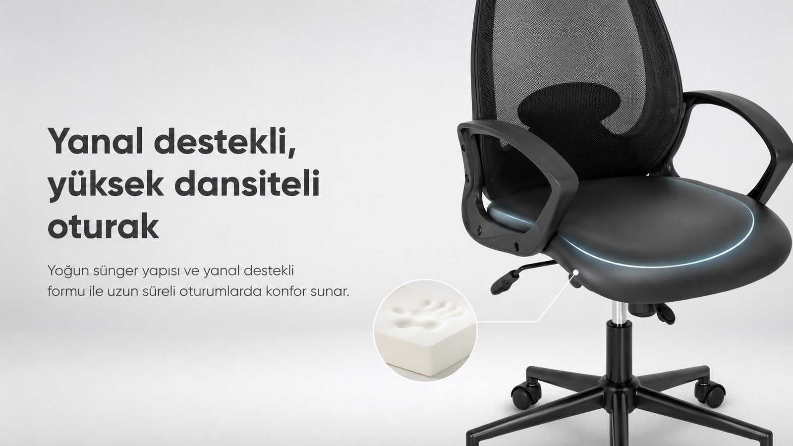 Lens Ofis Koltuğu - Yanal destekli, yüksek dansiteli oturak