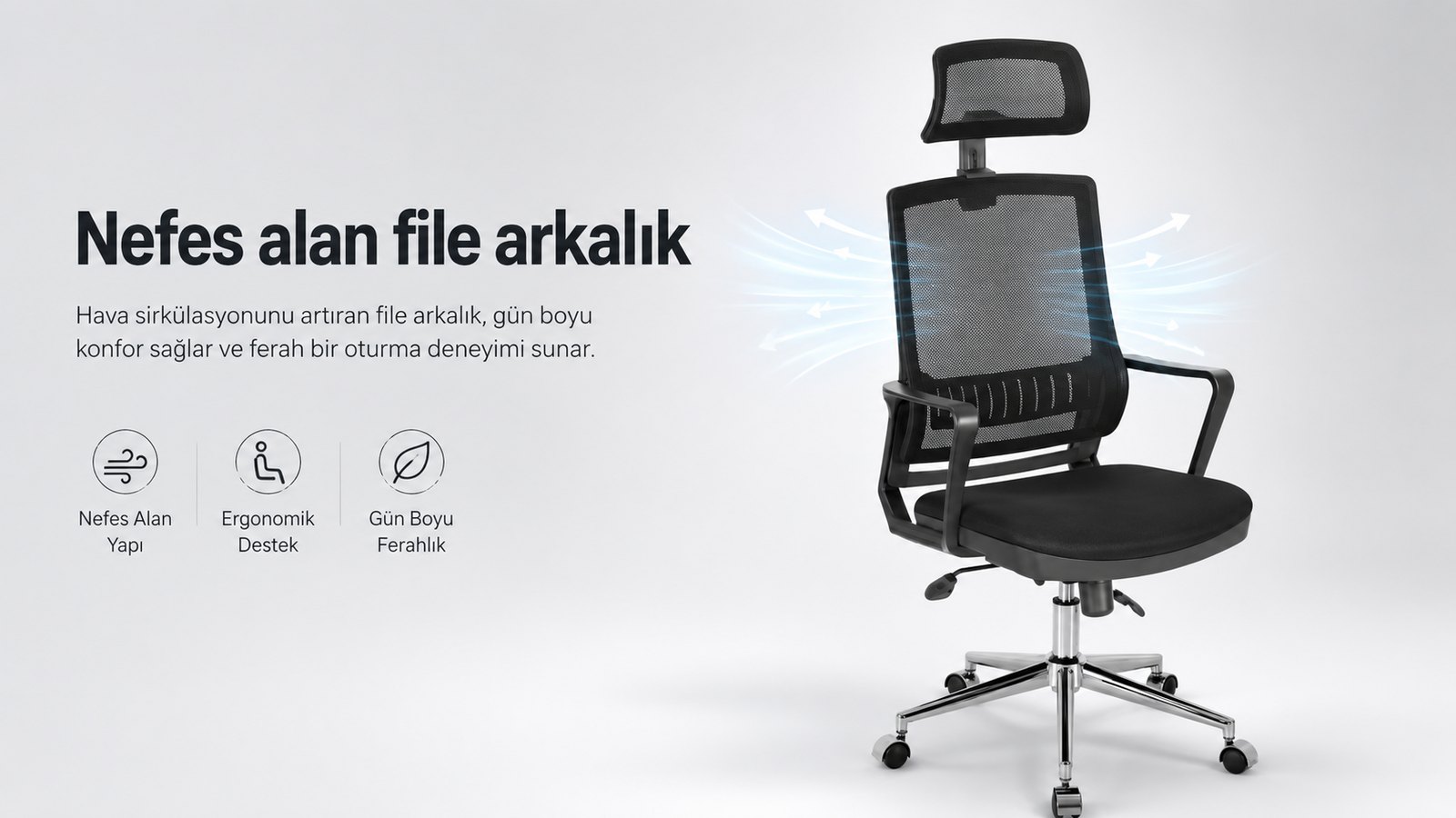 Power Ofis Koltuğu - Nefes alan file arkalık