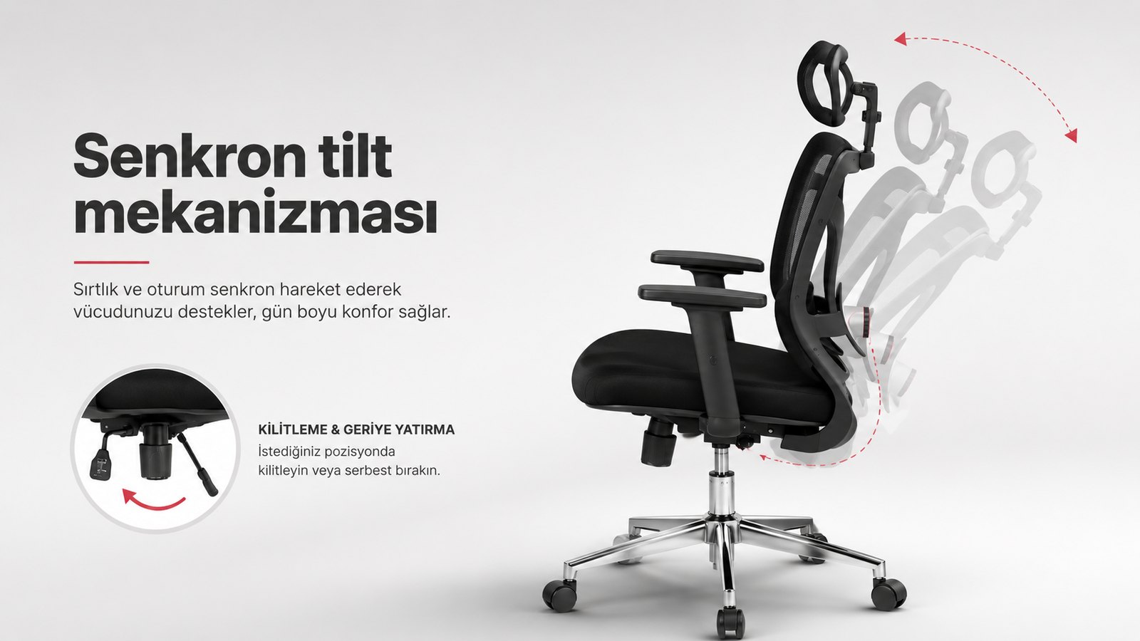 Vox Ofis Koltuğu - Ağırlık ayarlı senkron tilt mekanizması