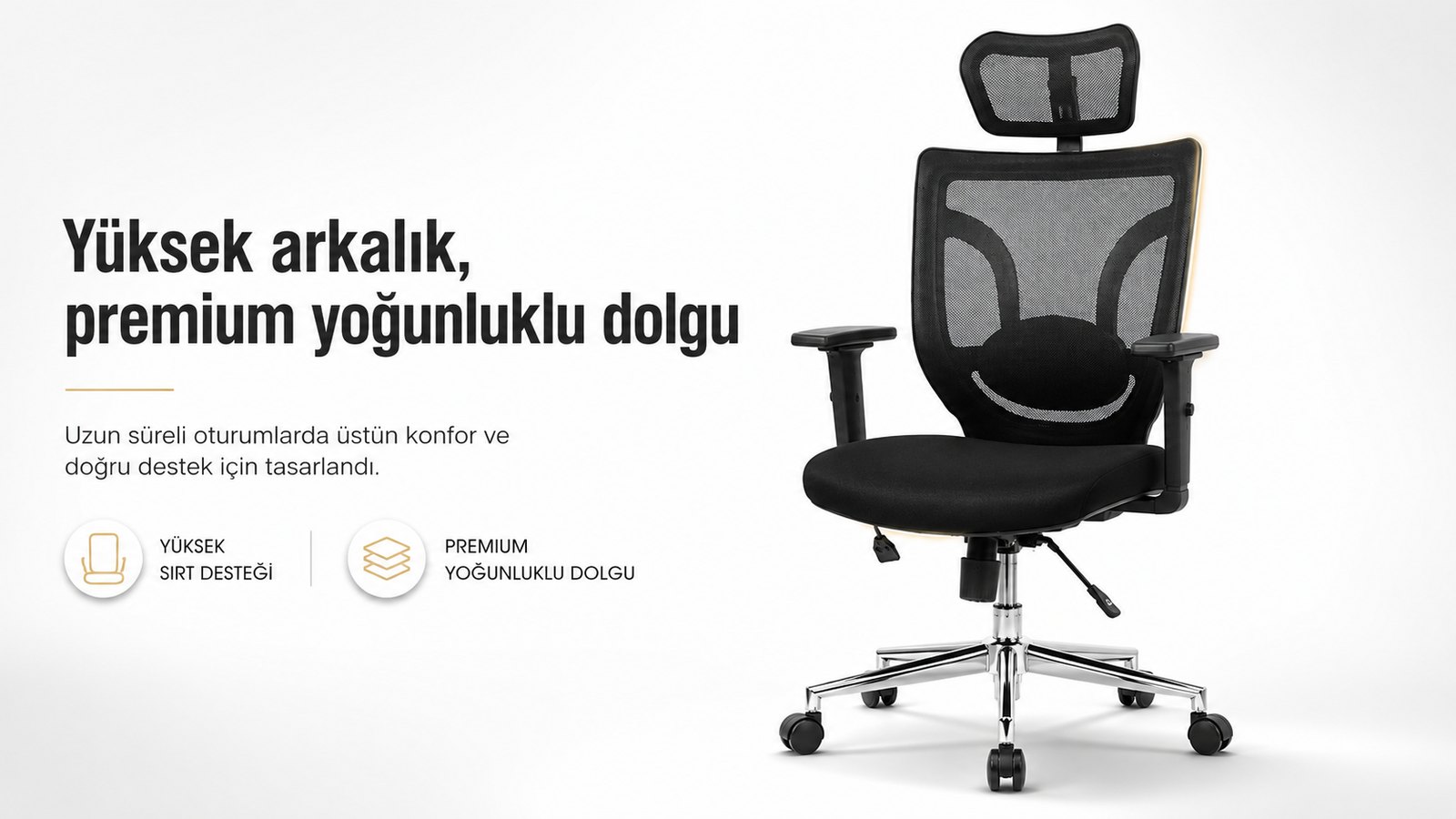 Vox Ofis Koltuğu - Yüksek arkalık, premium yoğunluklu dolgu