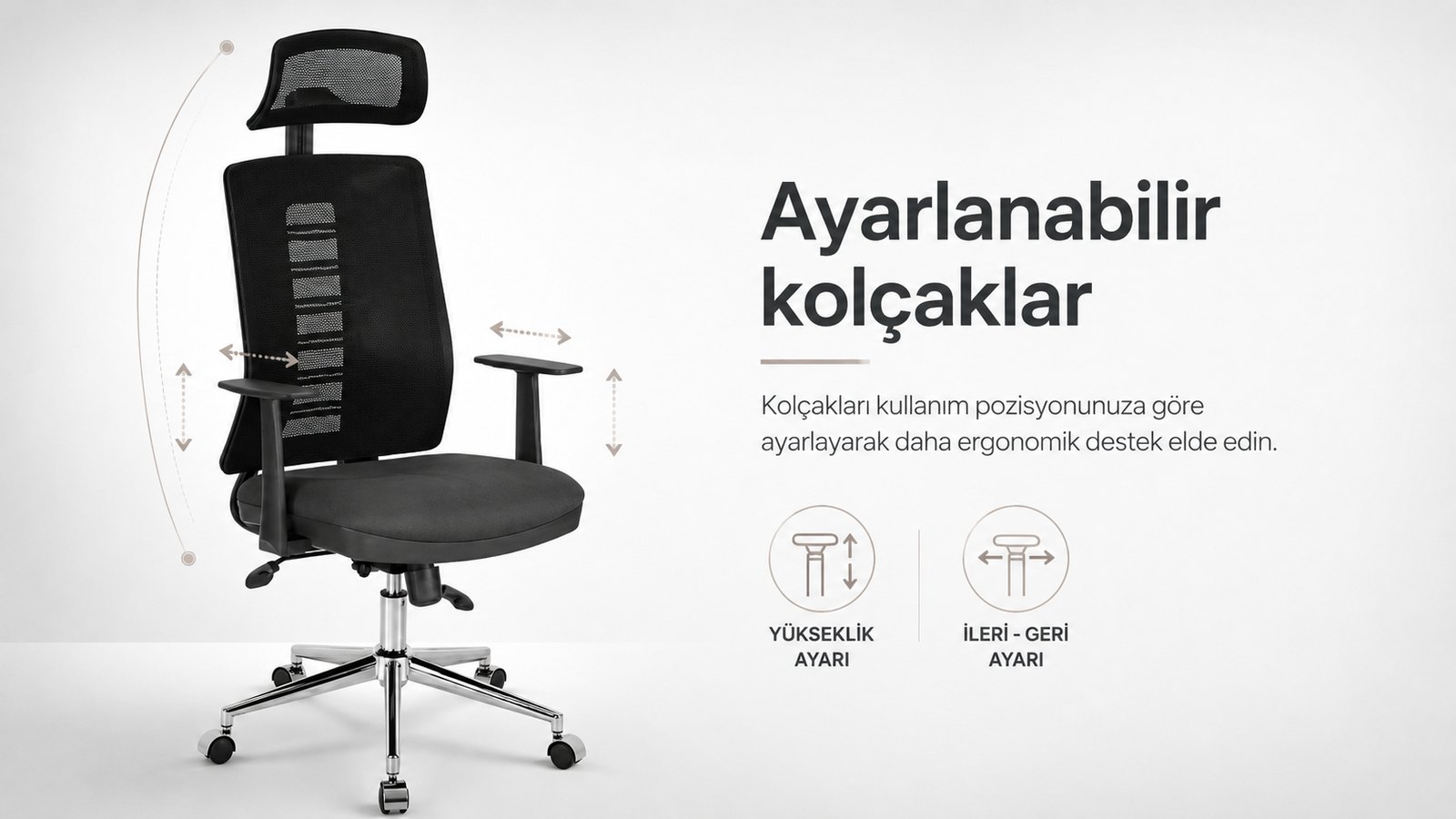 Aria Ofis Koltuğu - Ayarlanabilir kolçaklar