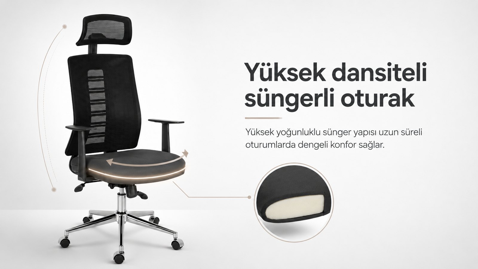 Aria Ofis Koltuğu - Yüksek dansiteli süngerli oturak