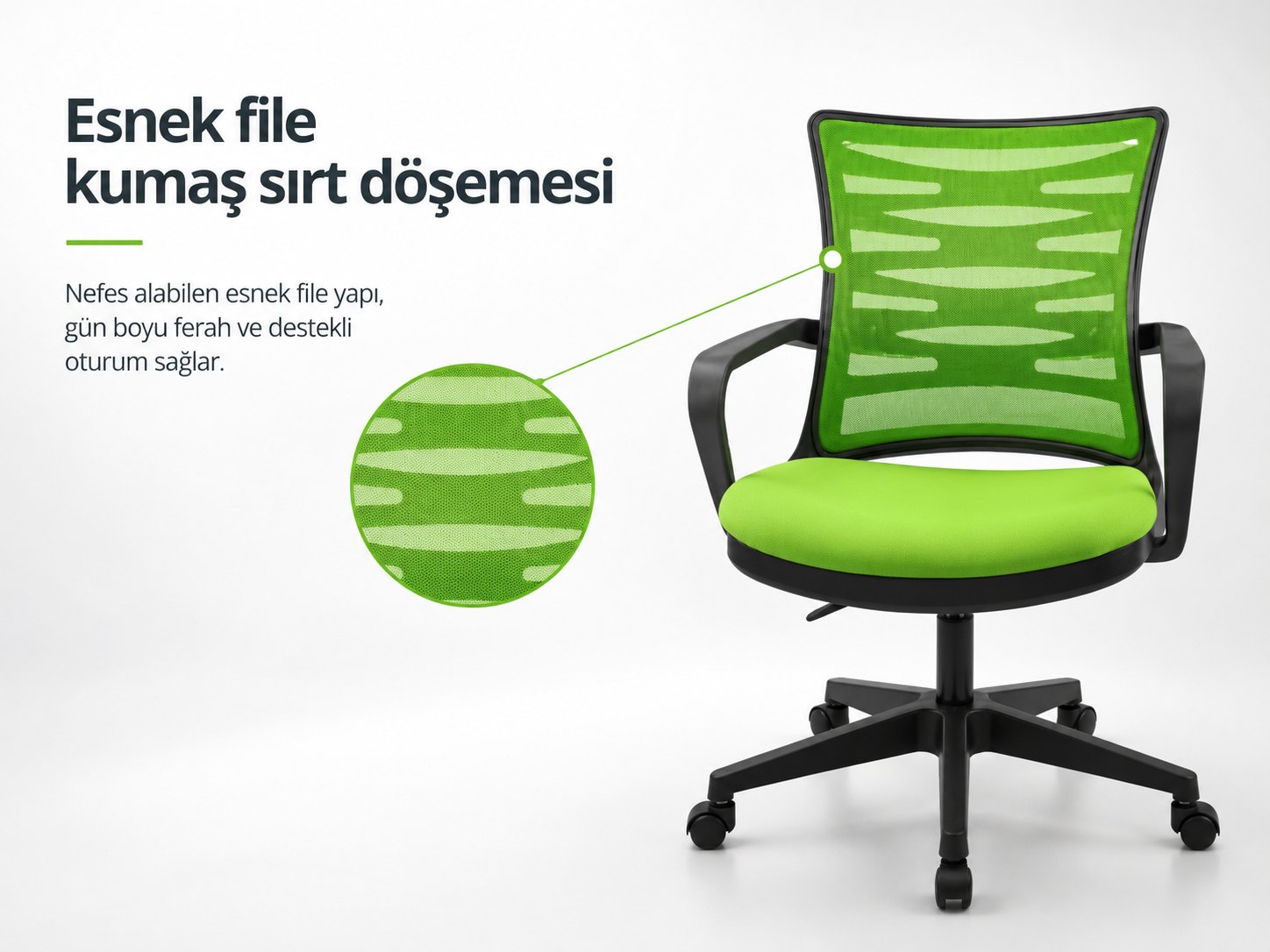 Rio Ofis Koltuğu - Esnek file kumaş sırt döşemesi