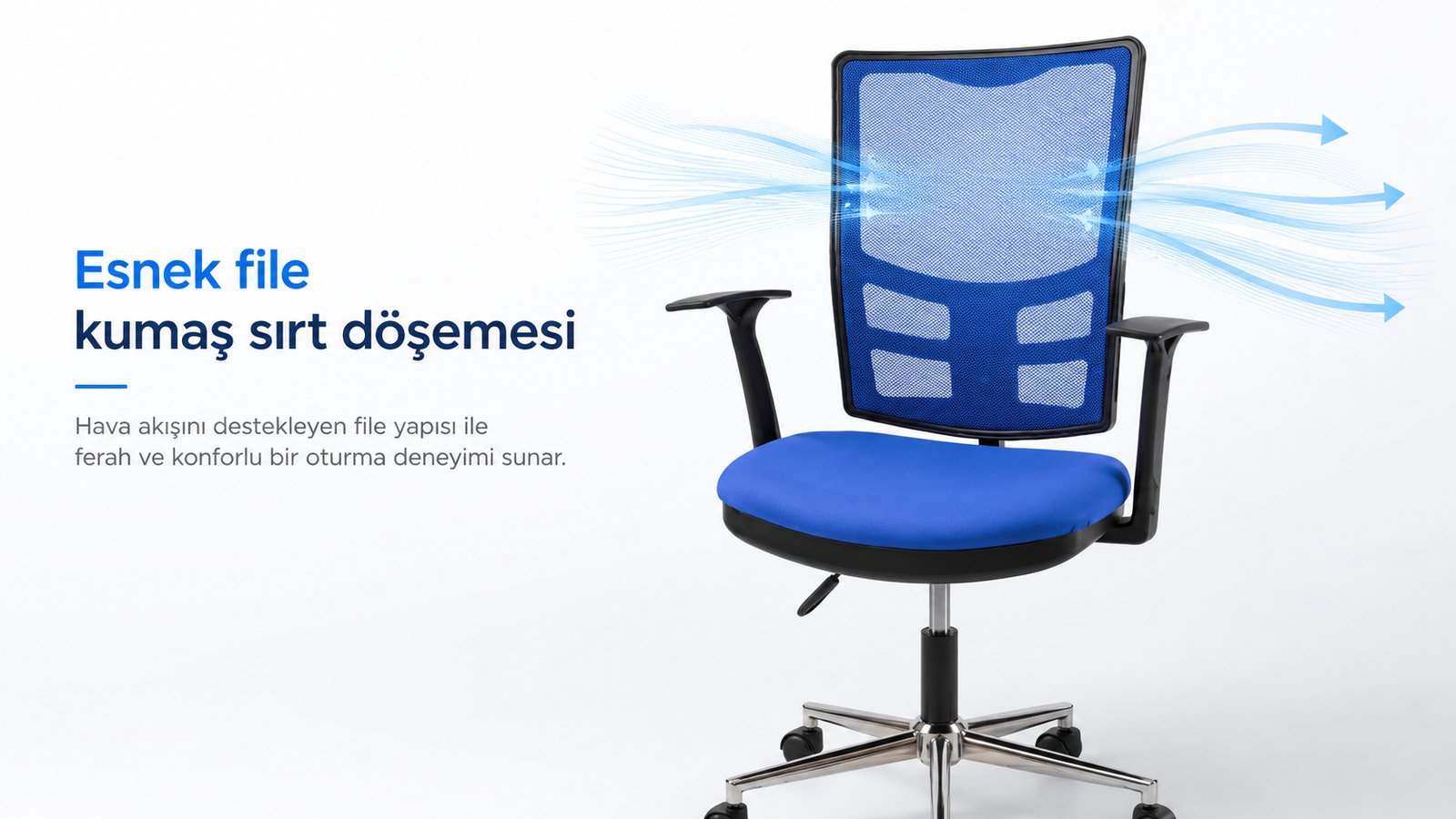 Seul Ofis Koltuğu - Esnek file kumaş sırt döşemesi