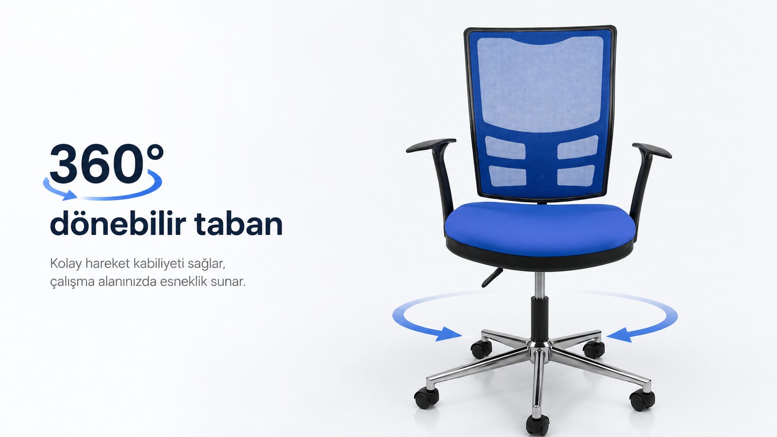 Seul Ofis Koltuğu - Krom veya plastik 5 ayaklı taban