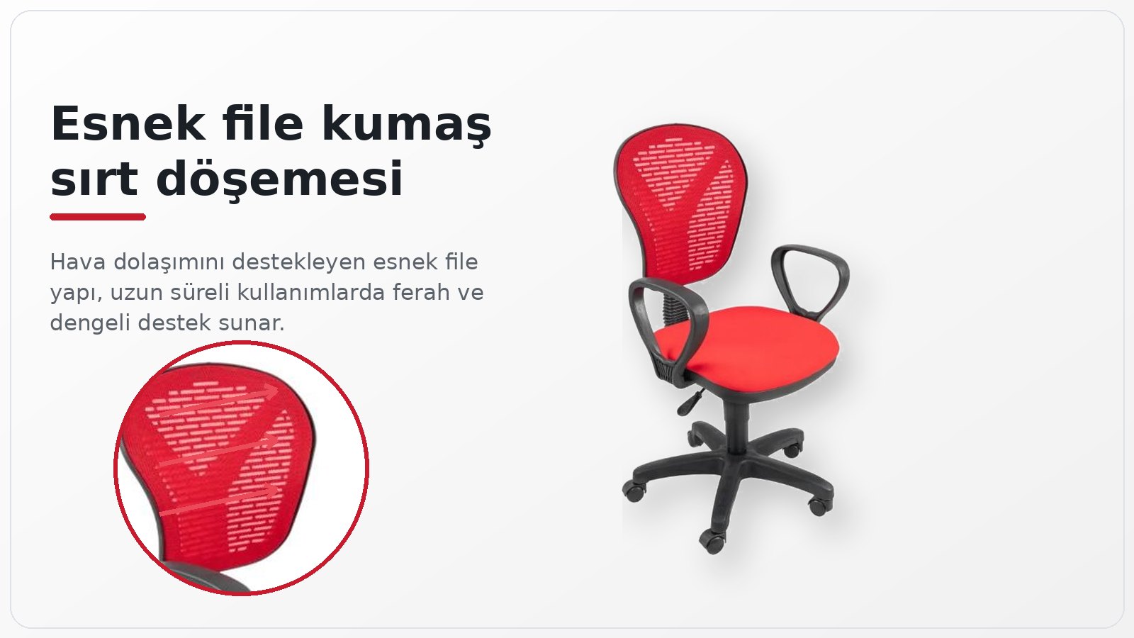 Lima Ofis Koltuğu - Esnek file kumaş sırt döşemesi