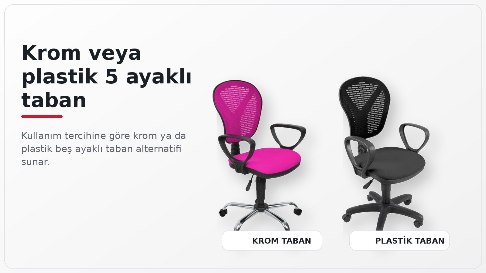 Lima Ofis Koltuğu - Krom veya plastik 5 ayaklı taban