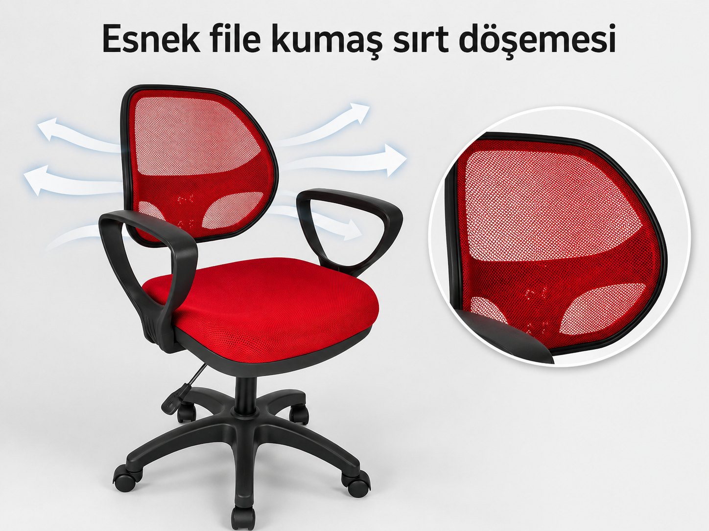 Milano Ofis Koltuğu - Esnek file kumaş sırt döşemesi