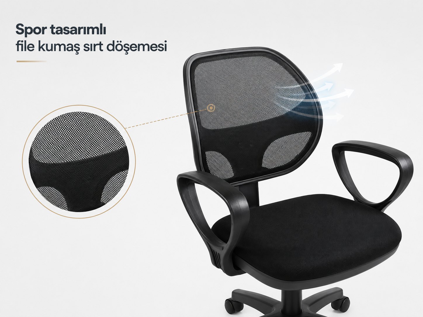Milano Sport Ofis Koltuğu - Spor tasarımlı file kumaş sırt döşemesi